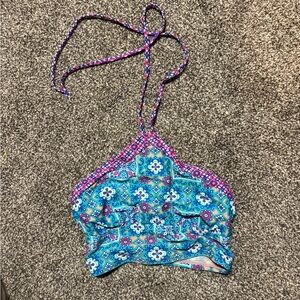 Halter bikini top - boho print pink, purple & blue